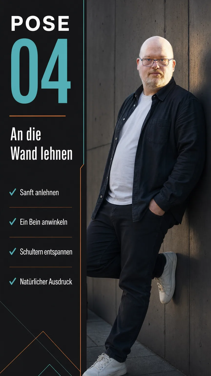 Pose 04: An die Wand lehnen